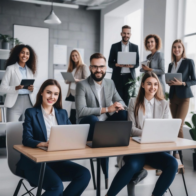 Foto foto von menschen mit laptops im büro