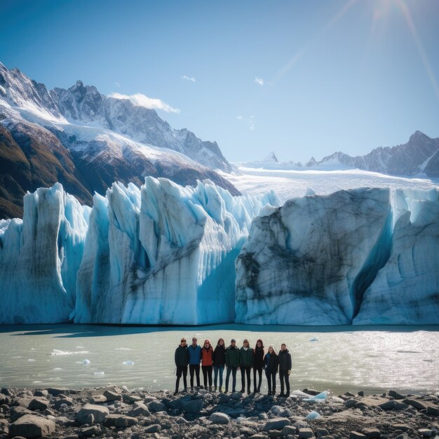 Foto von Menschen vor dem Grey Glacier in Patagonien