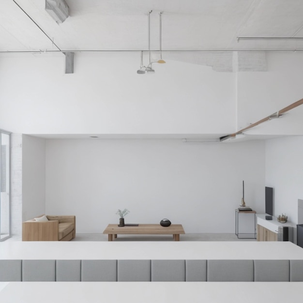 Foto foto von minimalistischer loft-wohnzimmer-innenarchitektur mit grünen pflanzen