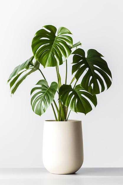 Foto von Monstera in minimalistischem Topf als Zimmerpflanze für die Heimdekoration
