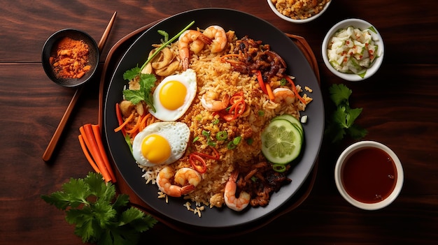 Foto von Nasi Goreng mit klassischem indonesischem gebratenem Reisgericht