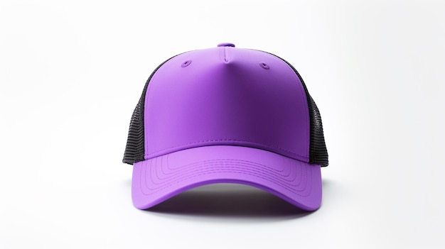 Foto foto von purple trucker cap auf weißem hintergrund