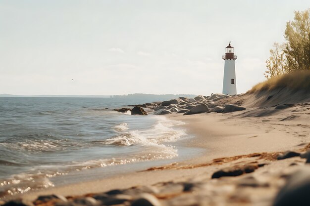 Foto von Remote Leuchtturm am Meer friedliche Landschaft