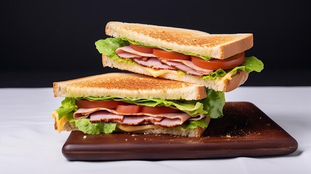 Foto von Sandwich-Schinken-Käse-Salat und getoastetem Brot-Club-Sandwich