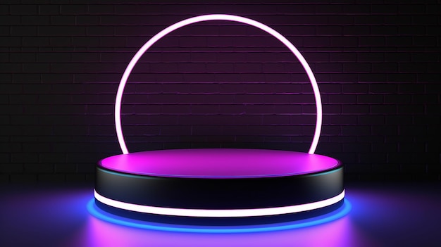 Foto von Schwarz mit Neon-LED-Licht-Produkt-Podium-Mockup-Design