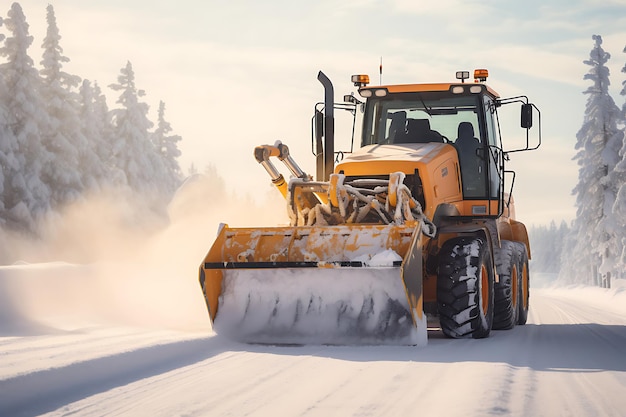 Foto von Snowplow, der einen Schneesturm auf der Auffahrt räumt