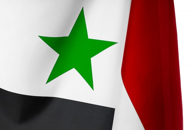 Foto von Stoff Syrien Flagge nah