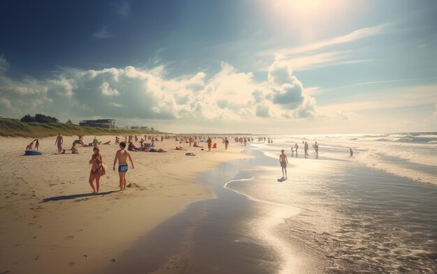 Foto von Strandbewohnern, die den Sommerurlaub genießen