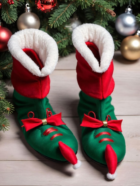Foto von Weihnachtselfenschuhen mit gekräuselten Zehen