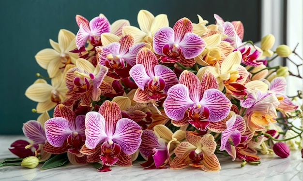 Foto von wunderschönen Orchideenblüten mit gemischten Farben