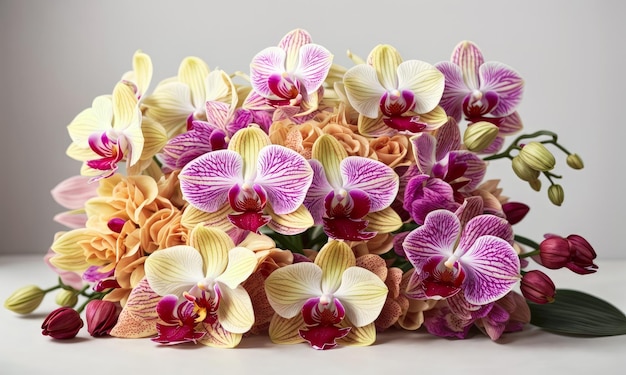 Foto von wunderschönen Orchideenblüten mit gemischten Farben