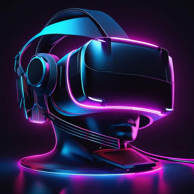 Foto vr-Headset-Mockup im Neon-Stil