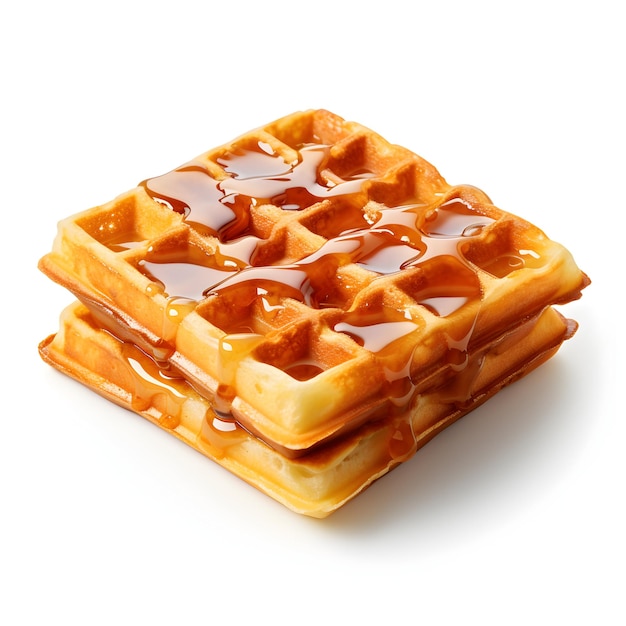 Foto Waffles y miel sobre blanco generativo ai