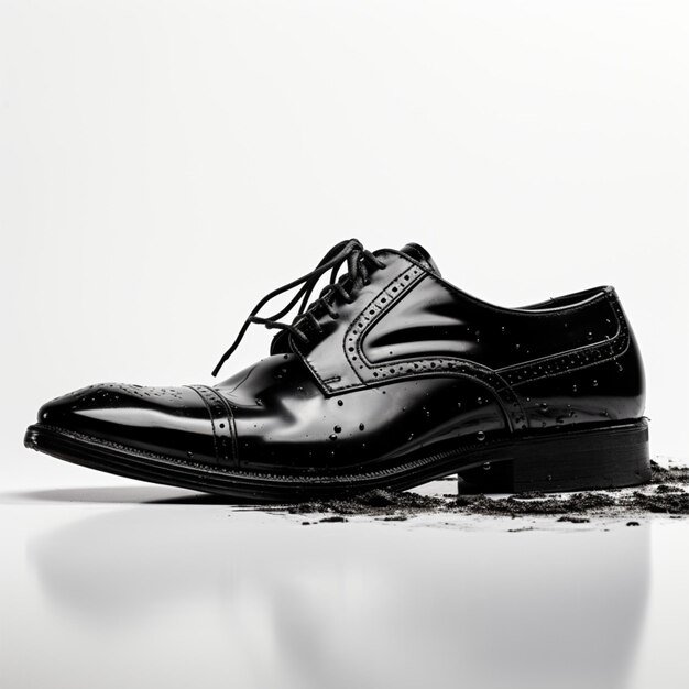 foto de zapato negro sobre fondo blanco