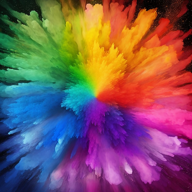 Fotoabstract Mehrfarbige Pulverexplosion auf weißem Hintergrund