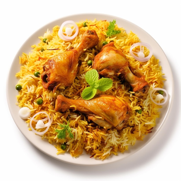 Fotoansicht von leckerem, leckerem und köstlichem indischem Biriyani