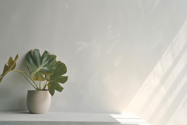 Fotobetonwand leerer Raum mit Pflanzen auf einer Etage Minimales sommerliches exotisches Konzept mit Kopierraum Generative KI
