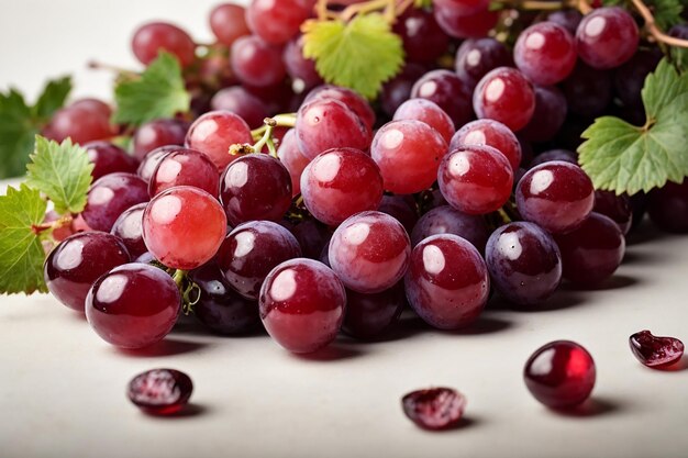 Fotobündel roter Weintrauben isoliert auf Weiß