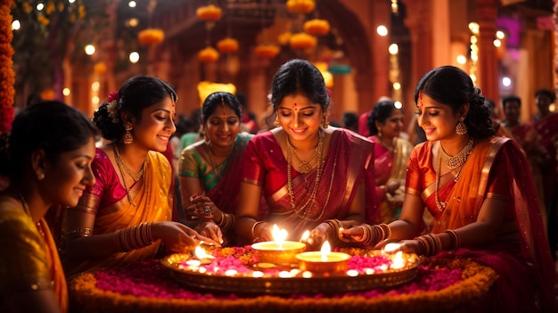 Fotofest der Lichter Diwali Kerzen Hintergrund