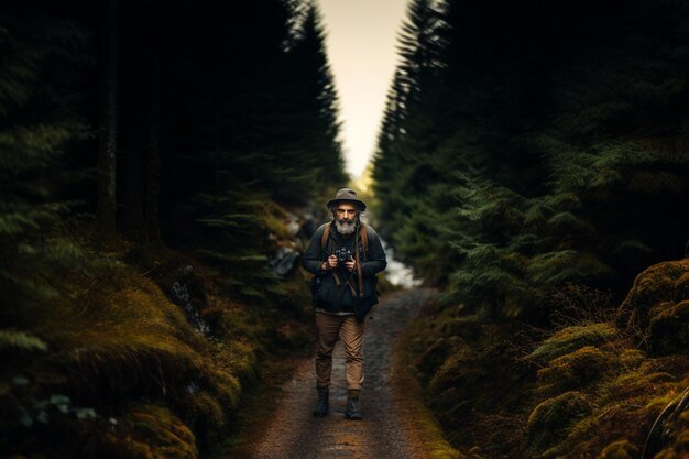 Foto fotograf auf der naturlandschaft im hintergrund reiseferienkonzept für world photography da