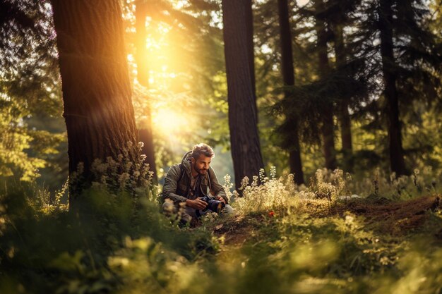 Foto fotograf auf der naturlandschaft im hintergrund reiseferienkonzept für world photography da