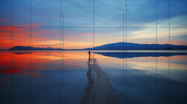 Fotograf fotografiert wunderschönen Sonnenuntergang am Strand mit generativer KI