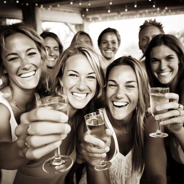 Fotografar amigos ou familiares levantando seus copos em um brinde