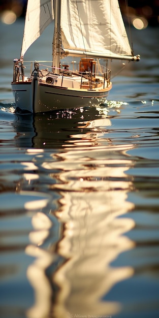 fotografar e pintar um barco à vela na água