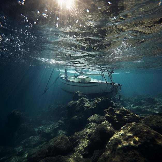 fotografar e pintar um barco à vela na água