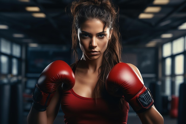 Fotografe um atleta de boxe em fundo escuro