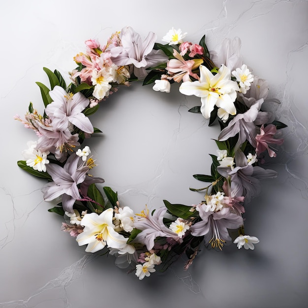 Fotografe uma coroa de flores isoladas em um fundo branco