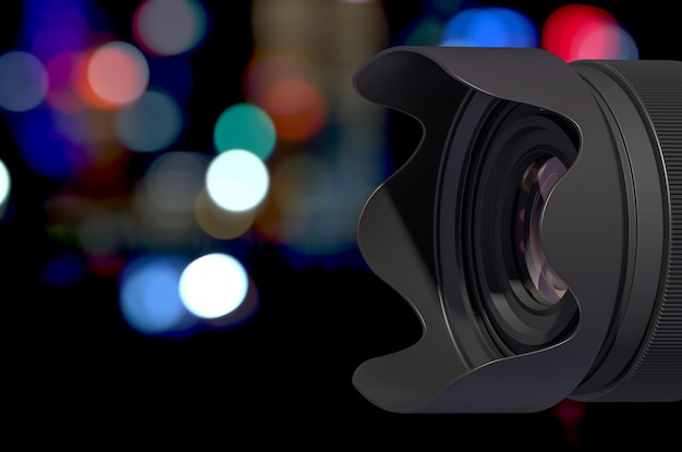 Fotografen Service-Konzept Digitalkamera auf unscharfem Hintergrund 3D-Rendering