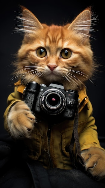 Fotografenkatze kreatives Tierdesign