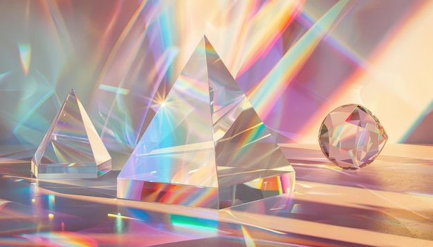 Fotografía 3D abstracta con elementos holográficos