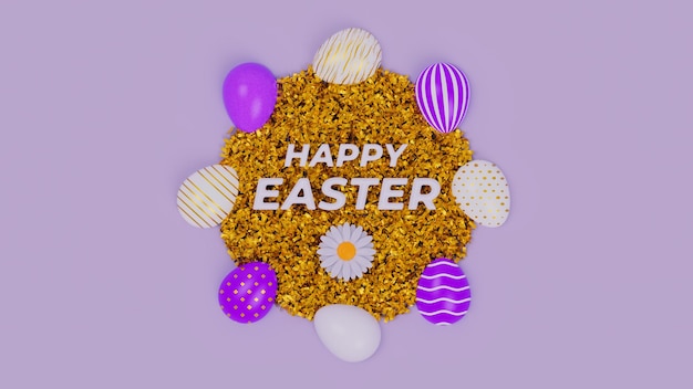 Fotografía en 3D de huevos decorativos de Pascua