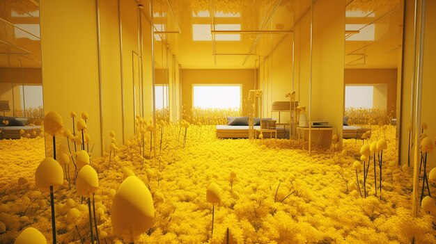 Fotografía en 3D Sala amarilla Surrealismo