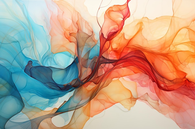 Fotografía abstracta de una pintura colorida de una ola de humo generativa ai
