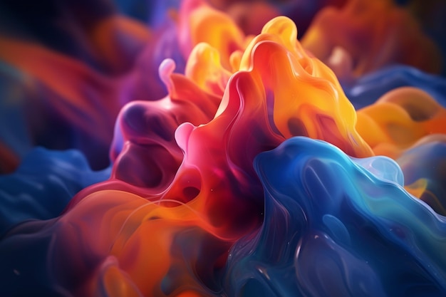 Fotografia abstrata de líquido colorido girando em uma sala escura