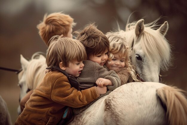 Una fotografía adorable que captura un grupo de niños pequeños generativos