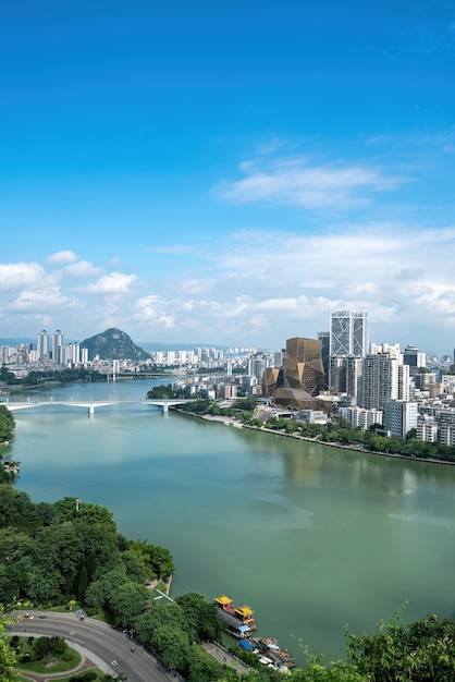 Fotografía aérea de la apariencia de la ciudad de Liuzhou China