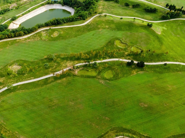 Fotografía aérea del campo de golf Qingdao Coastline