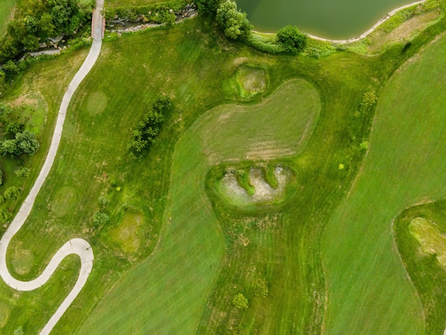 Fotografía aérea del campo de golf Qingdao Coastline