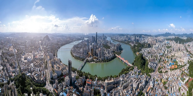 Fotografia aérea China Liuzhou cidade moderna arquitetura panorama Horizonte