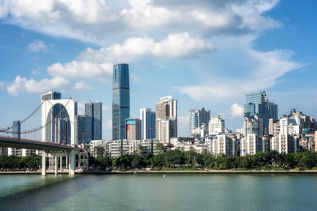 Fotografía aérea China Liuzhou ciudad moderna arquitectura paisaje horizonte