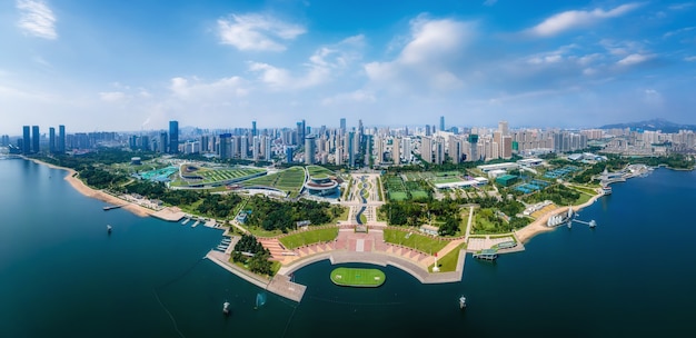 Fotografia aérea China Rizhao cidade arquitetura paisagem litoral