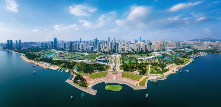 Fotografía aérea China Rizhao ciudad arquitectura paisaje costa