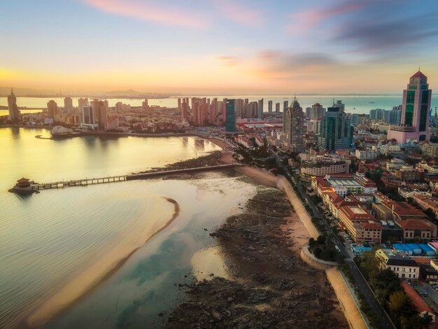 Fotografía aérea de la costa de Qingdao