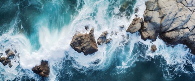Fotografía aérea de la costa rocosa