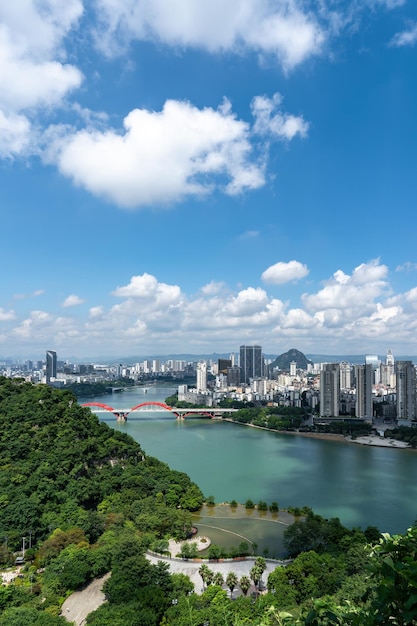 Fotografia aérea da aparência da cidade de Liuzhou China