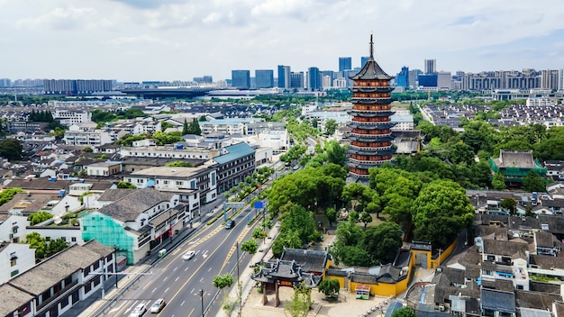 Fotografia aérea da cidade velha de Suzhou